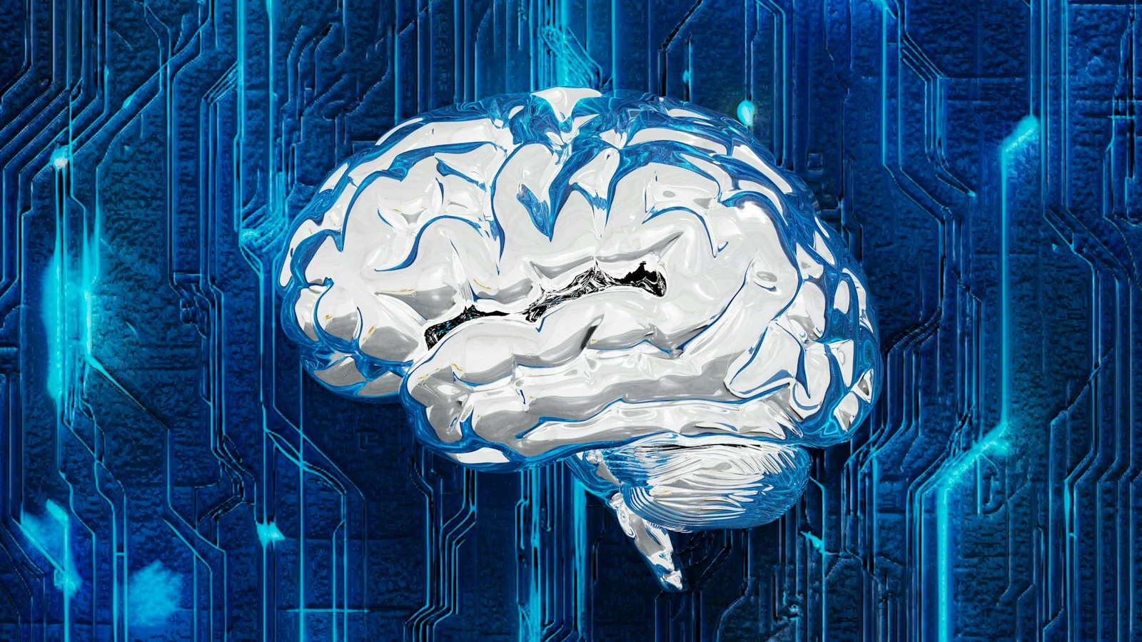 AI-powered innovation represented by a digital brain and circuit network